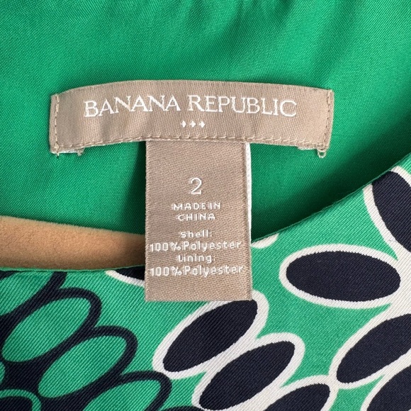 New Banana Republic Green Geometric Print Sheath Dress Half Sleeve Work Size 2 - Picture 5 of 5